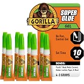 Gorilla Super Glue, Fast‑Setting, Impact‑Tough All‑Purpose Adhesive with Anti-Clog Cap, 4-3 g Tubes, (Pack of 1) - Clear
