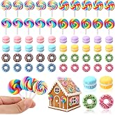 60 Pcs Christmas Candy Charms, Mini Fake Lollipop Donut Macaron for Crafts | Cute Faux Candy Embellishments for Xmas Holiday DIY Crafts, Scrapbooking, Phone Case, Gingerbread House Decoration