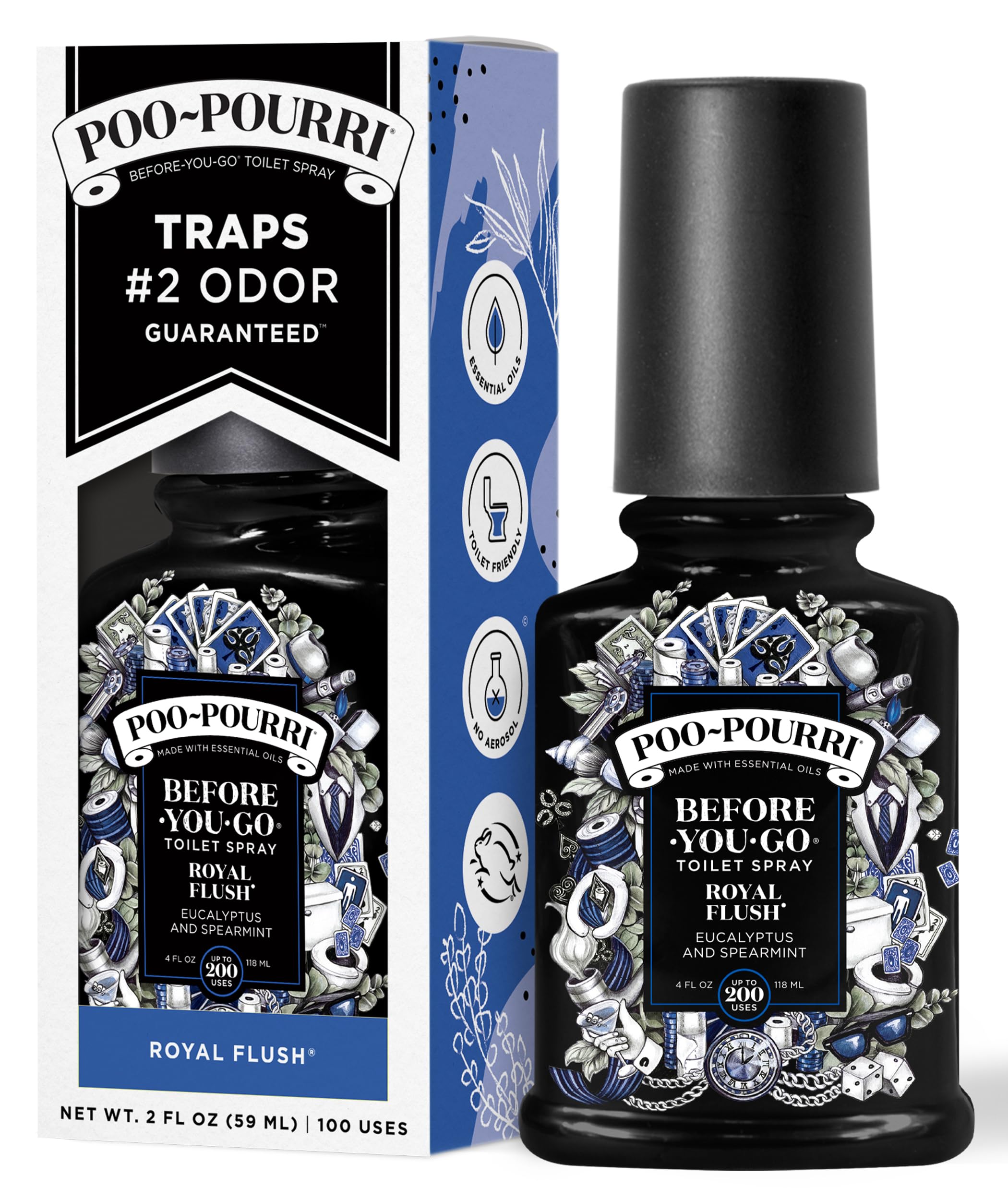 Poo-Pourri Before-You-Go Toilet Spray, Royal Flush Scent, 59ml RF-002-CB-UK , Black