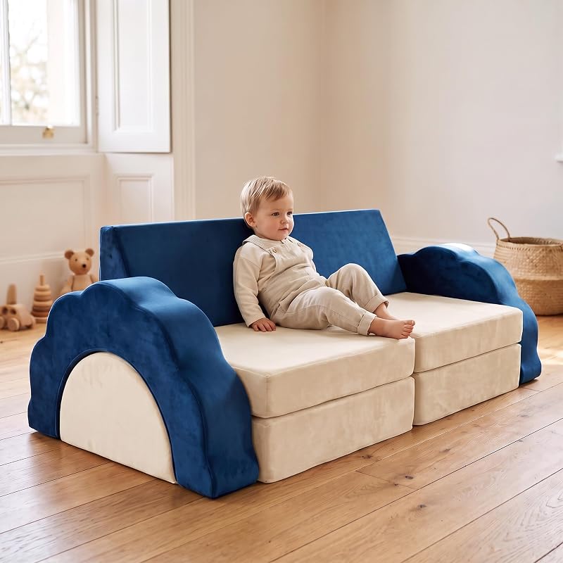 Sofá infantil modular de juegos, 10 pzas., 47 x 150 x 65 cm