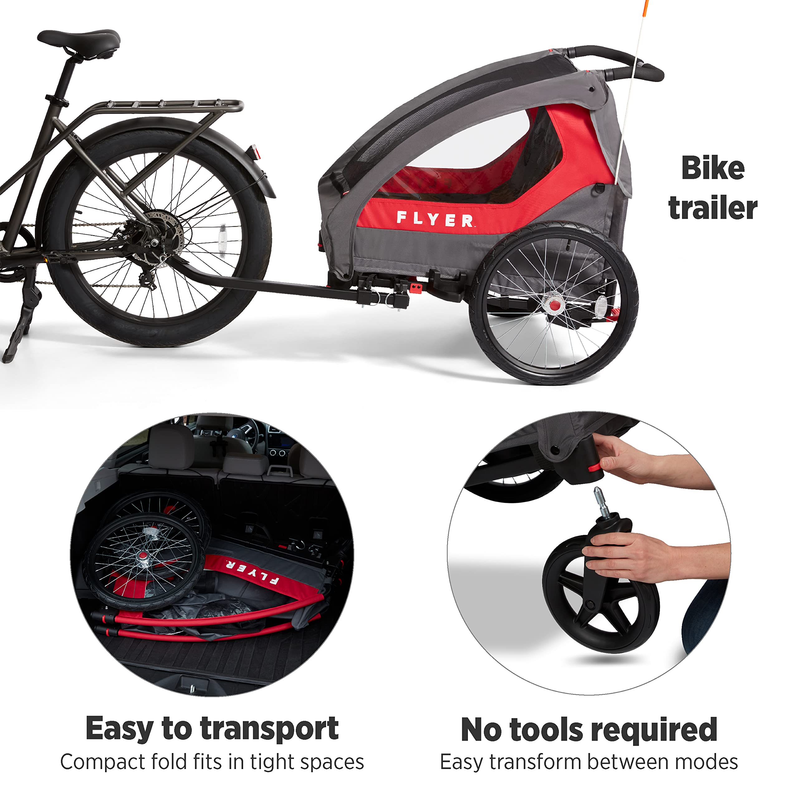 Flyer? Duoflex 2 in 1 Bike Trailer and Double Stroller for Toddlers, 1+ Years