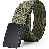 TOURZOO Nylon Military Tactical Belts for Men 1.5" No Holes Adjustable Webbing Canvas Belt for Hiking, Casual & Outdoor