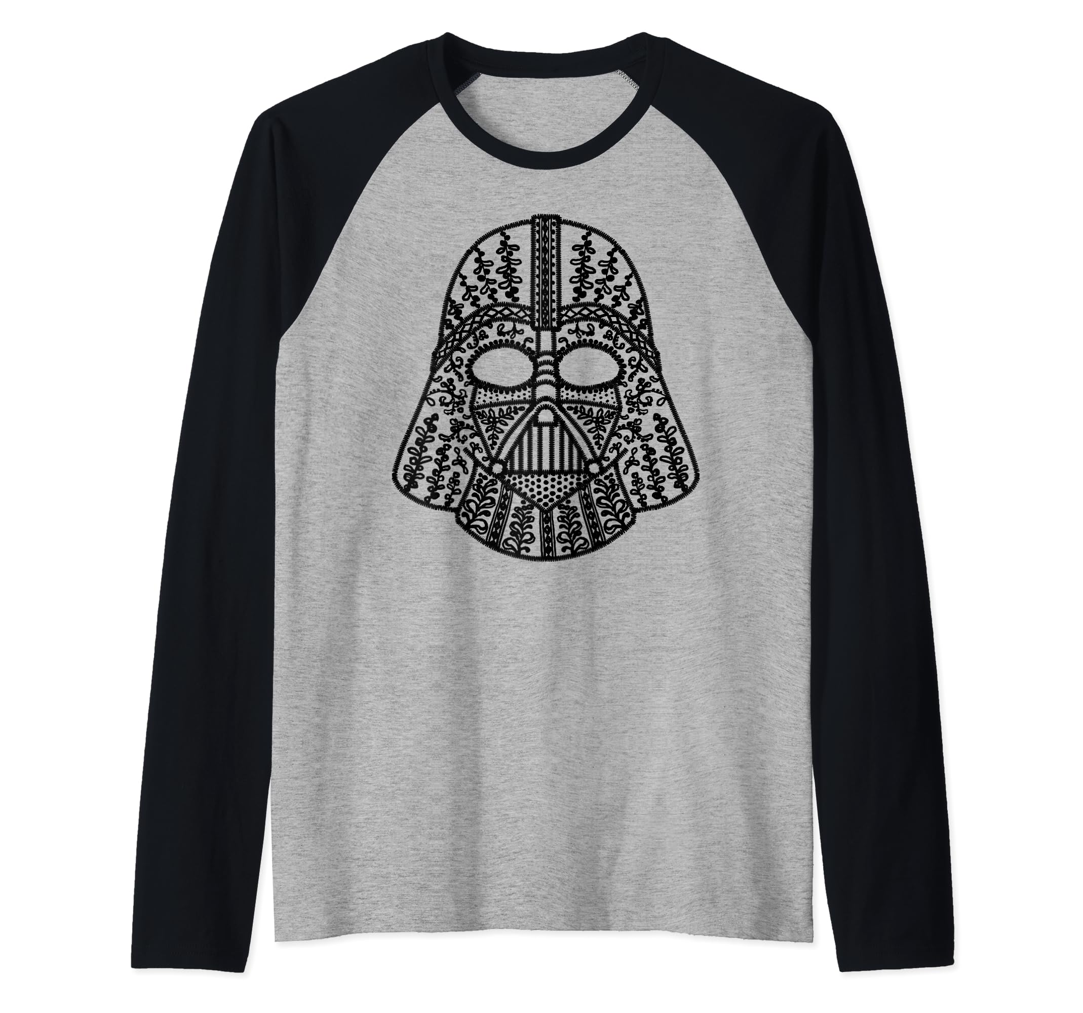 Star Wars Vader Helmet Vine Plant Emblem Raglan Baseball Tee