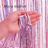 Pink Foil Fringe Curtain Backdrop 2Pcs 1x2.5m Laser Sparkle view 6