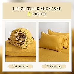 100% Pure French Linen Fitted Sheet Set 1 Fitted