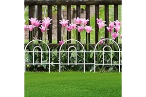 FOREHOGAR Decorative White Garden Fence Border 18in X50ft Outdoor Metal Wire Garden Fencing Flower Bed Folding Fences Panel Patio Edging Landscape for Yard