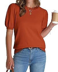 Womens Puff Short Sleeve Shirts Summer Tops for