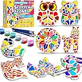 EggSun 8Pcs Stepping Stones Painting Craft Kit for Kids 4 8 6, DIY Garden Stones Outdoor Paint Your Own Ceramic Rainbow Arts and Crafts for Boys Girls Ages 4 7 9 10 12 Birthday Gifts