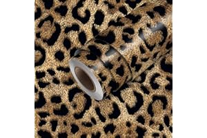 HOMETITUTE Leopard Print Wallpaper Peel and Stick Animal Contact Paper Wall Paper Stick 118.1"x17.7" Self Adhesive Vinyl Deco