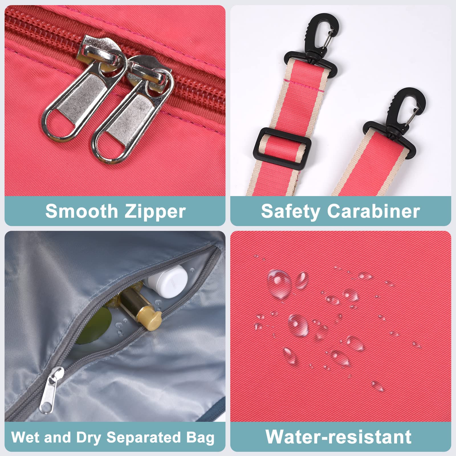 DMLuna Travel Duffel Bag, Tote Sports Gym Bag, Shoulder Overnight Weekender Bag for Women & Men, Hospital bag, Expandable Duffel Bag with Trolley Sleeve/Wet Pocket