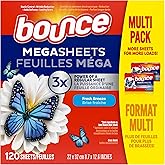 Bounce WrinkleGuard Mega Dryer Sheets, Wrinkle Release Fabric Softener Sheets with Outdoor Fresh Scent, 120 Count