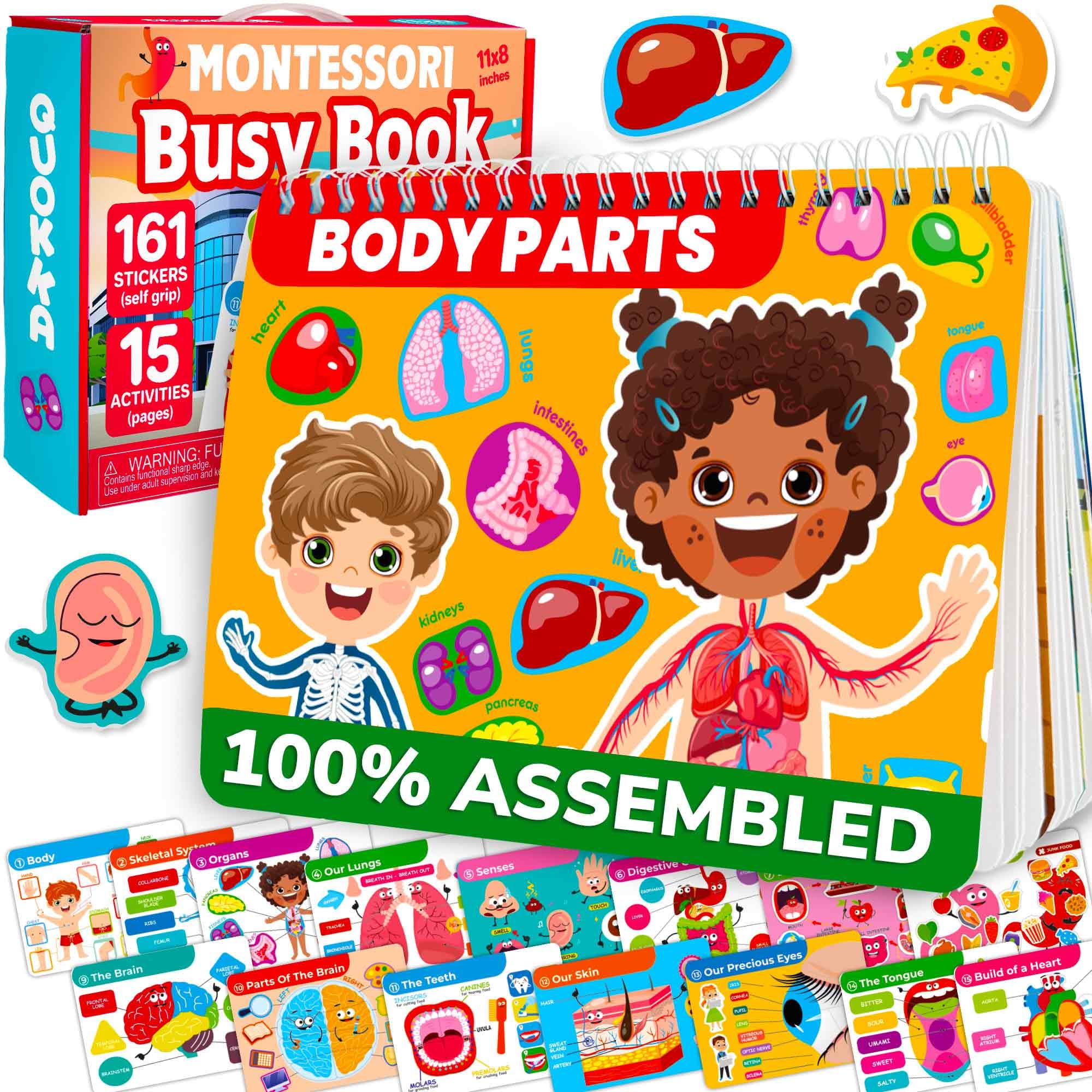 Photo 1 of QUOKKA Human Body Busy Books for Kids Ages 4-8 - Fun Human Anatomy Activities for Kids Learning at Home or Classrooms - My Preschool Montessory Busy Book for Toddlers 3-5 I Comes Fully Assembled