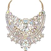 Flyonce Rhinestone Chunky Necklace, Sparkly Crystal Art Deco Costume Bib Statement Collar Necklace for Women