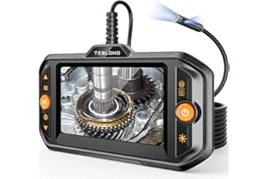 Teslong Dual Lens Endoscope with Light, Mechanic Borescope Inspection Camera, Fiber Optic Scope, Flexible Snake Probe for Automotive, HVAC, Wall & Home Inspections (16.5FT)