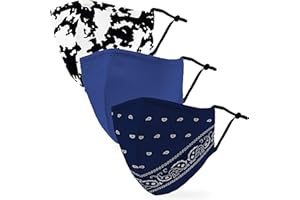 Weddingstar 3 Pack Washable Cloth Face Mask Reusable and Adjustable with Filter Pocket