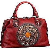 Leather Handbag for Women, Genuine Leather Purses Retro Mandela Crossbody Handbag Tote Bag