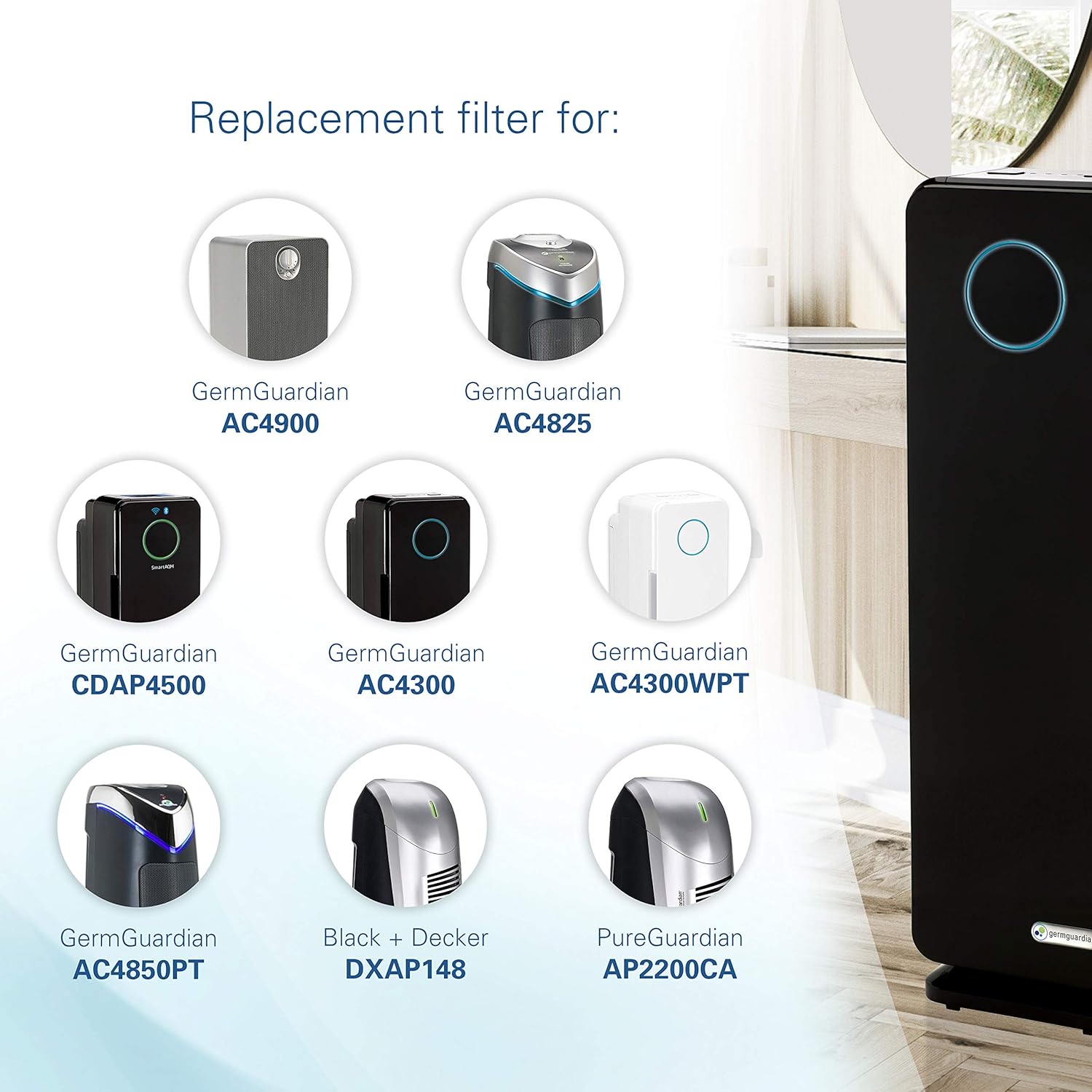 Germ Guardian FLT4850PT True HEPA Genuine Air Purifier Replacement Filter B, with Pet Pure Treatment for GermGuardian AC4900, AC4825, AC4850PT, CDAP4500, AC4300, and More, 1 Count (Pack of 1): Health & Personal Care