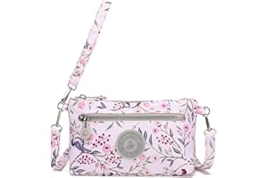 AOCINA RFID Printed Wristlet Wallet for Women, Small Crossbody Purse, Nylon Clutch Bag with Card Slots & Multi-Pockets