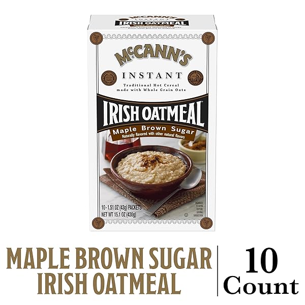 MCCANN’S INSTANT IRISH OATMEAL, MAPLE & BROWN SUGAR, 10 PACKETS