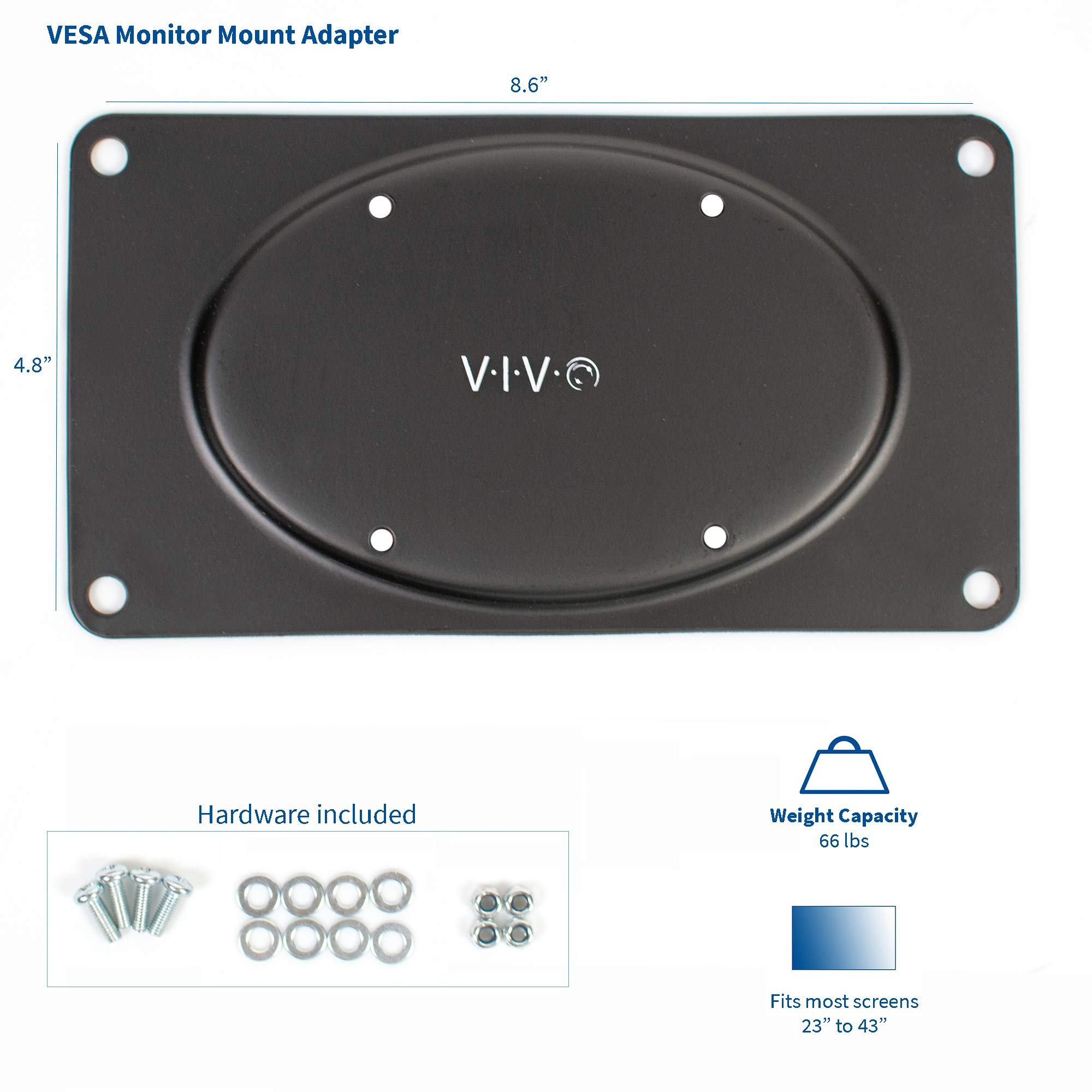 VIVO Steel VESA Monitor Mount Adapter Plate for Monitor Screens up to 43 inches, Conversion Kit for VESA 200x100 (MOUNT-AD2X1)