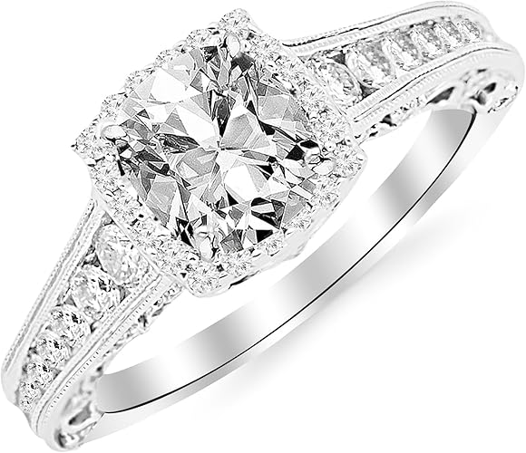 Gia Certified 1 45 Carat Cushion Cut 14k White Gold Vintage