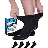 Doctor's Select Diabetic Ankle Socks with Grippers for Men and Women - 4 Pair 1/4 Length Neuropathy Socks for Women