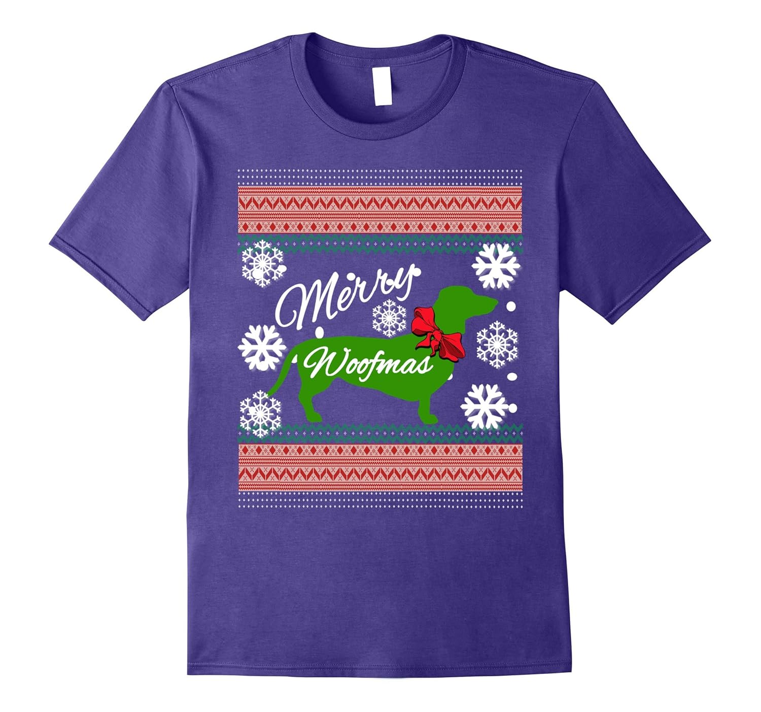 MERRY WOOFMAS-DACHSHUND DOGGY CHRISTMAS SNOW T SHIRT 2017-ANZ