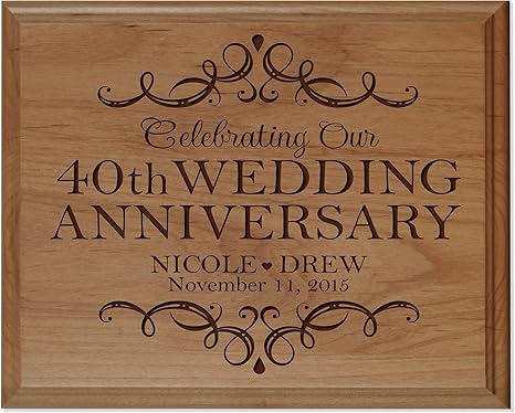 Amazon Lifesong マイルストーン 名前と日付 40周年記念 額 結婚40周年 40年 結婚記念ギフト 両親 夫婦 彼 彼女 8 X 10 ブラウン インテリア オンライン通販