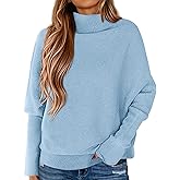 PRETTYGARDEN Fall Sweaters for Women 2026 Winter Clothing Batwing Sleeve Casual Loose Knit Turtleneck Sweater Holiday Outfits