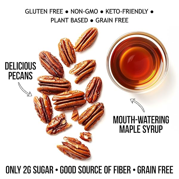 TGB MAPLE PECANS | 1G NET CARB KETO SNACK | GLUTEN FREE LOW CARB CANDY NUTS, 10 OUNCES