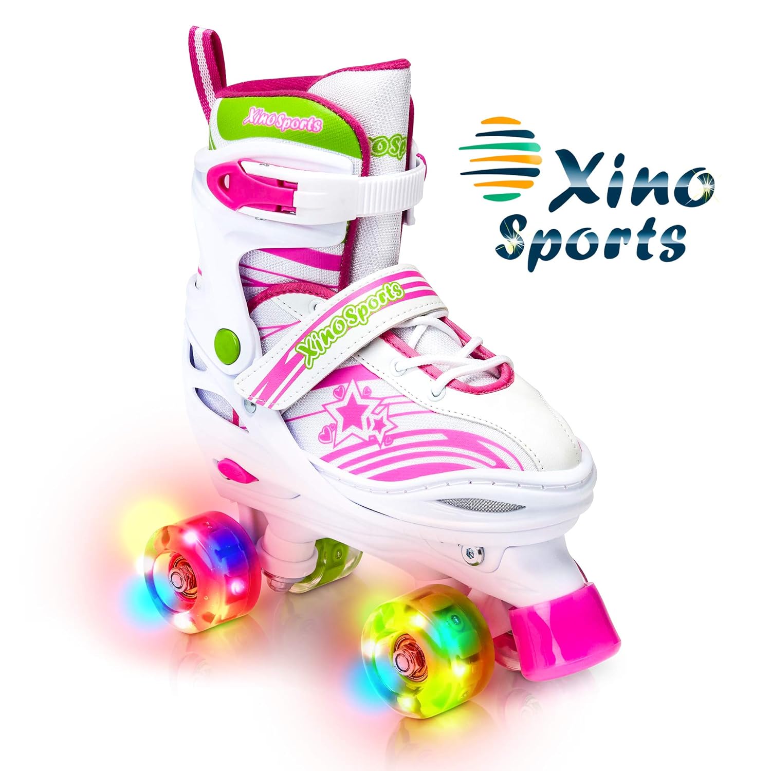 Roller Skates with Illuminating Wheels Ages 520 XinoSports Adjustable Kids Inline Skates for