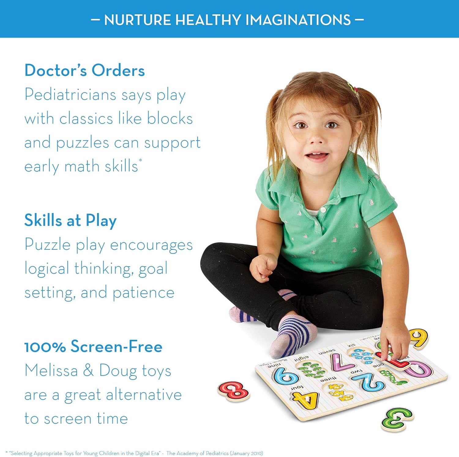 Melissa & Doug Classic Wooden Peg Puzzles (Set of 3) - Numbers, Alphabet, and Colors: Melissa & Doug: Toys & Games