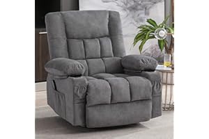 BOSMILLER Massage Swivel Rocker Recliner Chair with Vibration Massage and Heat Ergonomic Lounge Chair for Living Room with Rocking Function and Side Pocket, 2 Cup Holders, USB Charge Port