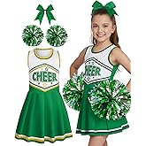 JenPen Cheerleader Costume for Girls Cheerleading Outfit Dress Cheer Uniform with Bow Halloween Dress up Gifts