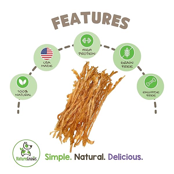 NATURE GNAWS USA TURKEY TENDONS FOR DOGS (4OZ) – DELICIOUS GRAIN FREE REWARD SNACK FOR SMALL, MEDIUM & LARGE BREEDS – PREMIUM NATURAL DOG CHEW TREATS