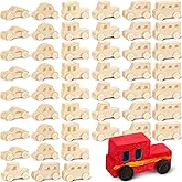 Lenwen 48 Pcs Wooden DIY Car Toys for Party Unfinished Wooden Cars, Wood Truck Wood Graffiti Toy Truck and Crafts DIY for Students Girls Boys Activities Craft Projects Woodworking (Modern)