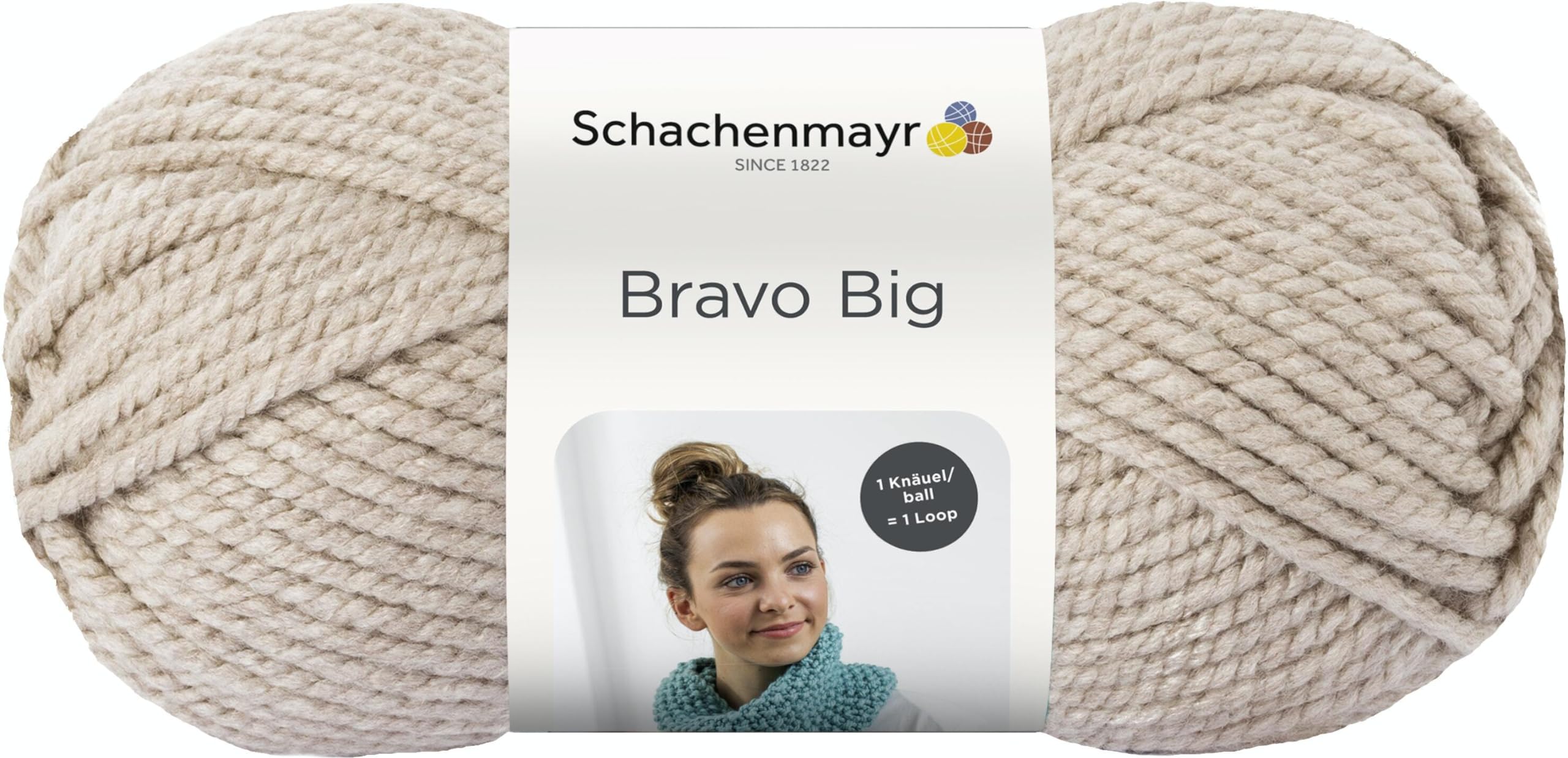 Schachenmayr Bravo Big, hand knitting yarn, 9807705, wool, Leinen Meliert, 51 x 23 x 11 cm
