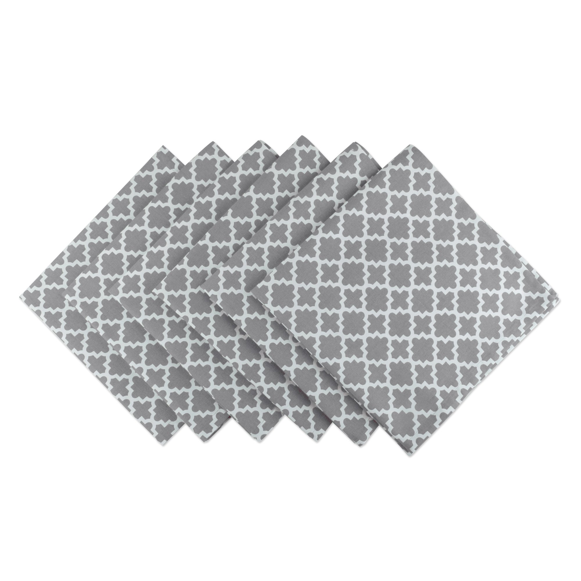 DII Lattice Cotton Napkin for Brunch, Weddings, Showers, Parties and Everyday Use - 20x 20, Gray and White, Set of 6
