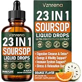 Soursop Bitters Liquid Drops &ndash; 23 in 1 Formula with Graviola, Black Seed, Sea Moss, Moringa &ndash; Supports Digestive Health, Immune Function, Natural Energy - Vegan, Non-GMO - Orange Flavor, 2 fl oz
