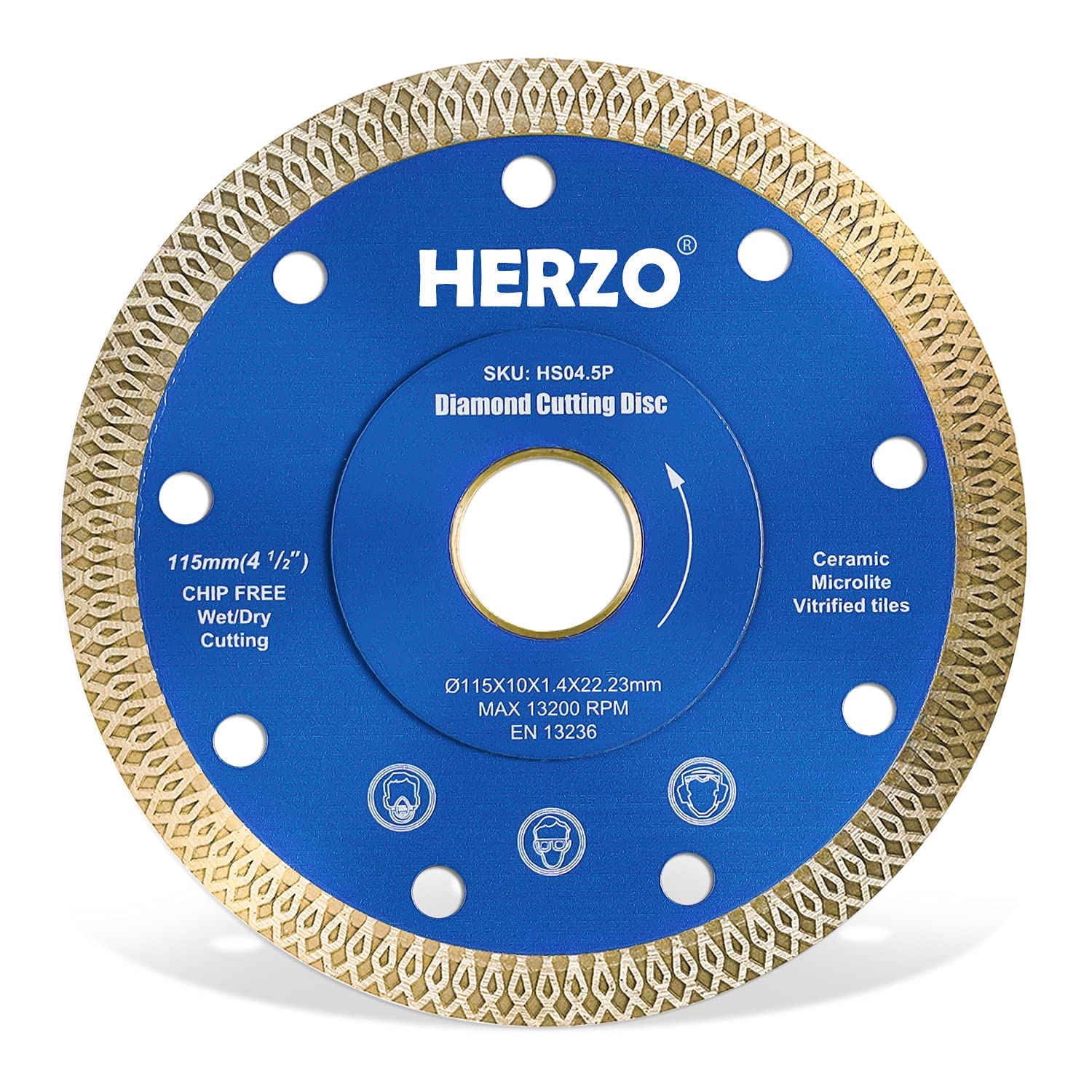 HERZO 115mm (4.5 Inch) Diamond Cutting Disc for Angle Grinder, Tile Cutting Disc on Tiles,Ceramics, Porcelain