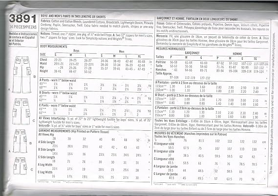 simplicity 3891 mens cargo pants