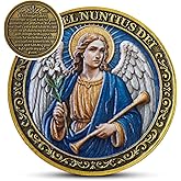 Archangel Gabriel Challenge Coin with Prayer | Divine Messenger Token for Wisdom & Guidance | 1.57" Catholic Angel Medallion with Display Case