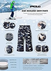 TSLA Youth Winter Cargo Snow Pants, Waterproof