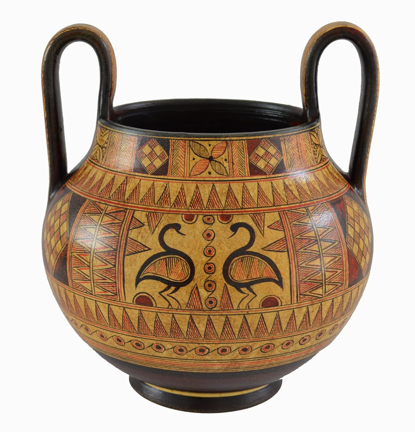 Minoan Pottery Kantharus Vase Geometric Design Handmade In