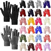 Suhine Winter Touchscreen Gloves Bulk Warm Fleece Lined Stretch Knit Gloves Windproof Mittens for Women Men Outdoor