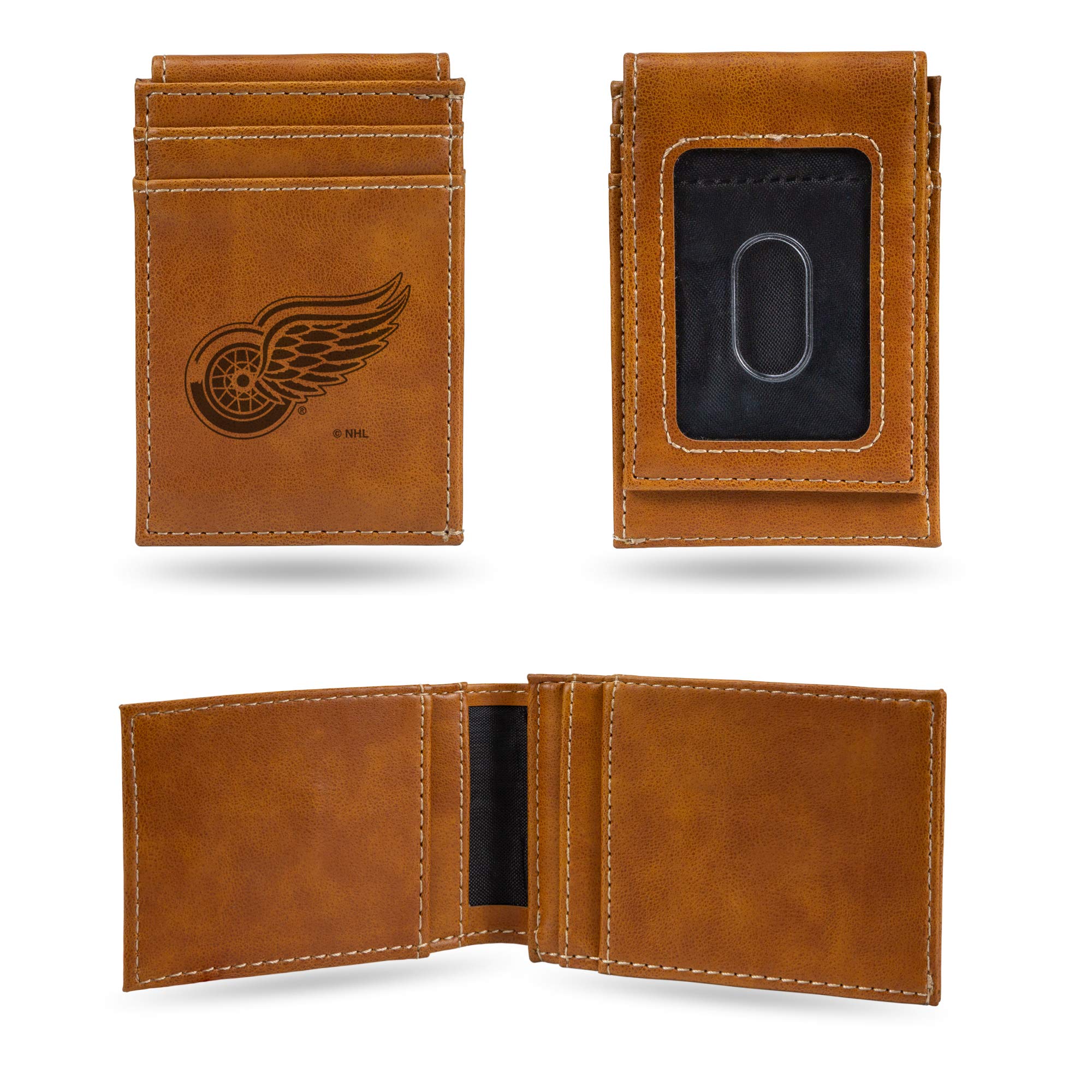 Rico Industries Laser Engraved Front Pocket Wallet, Detroit Red Wings Team Color, 2.75 x 4-inches,Brown