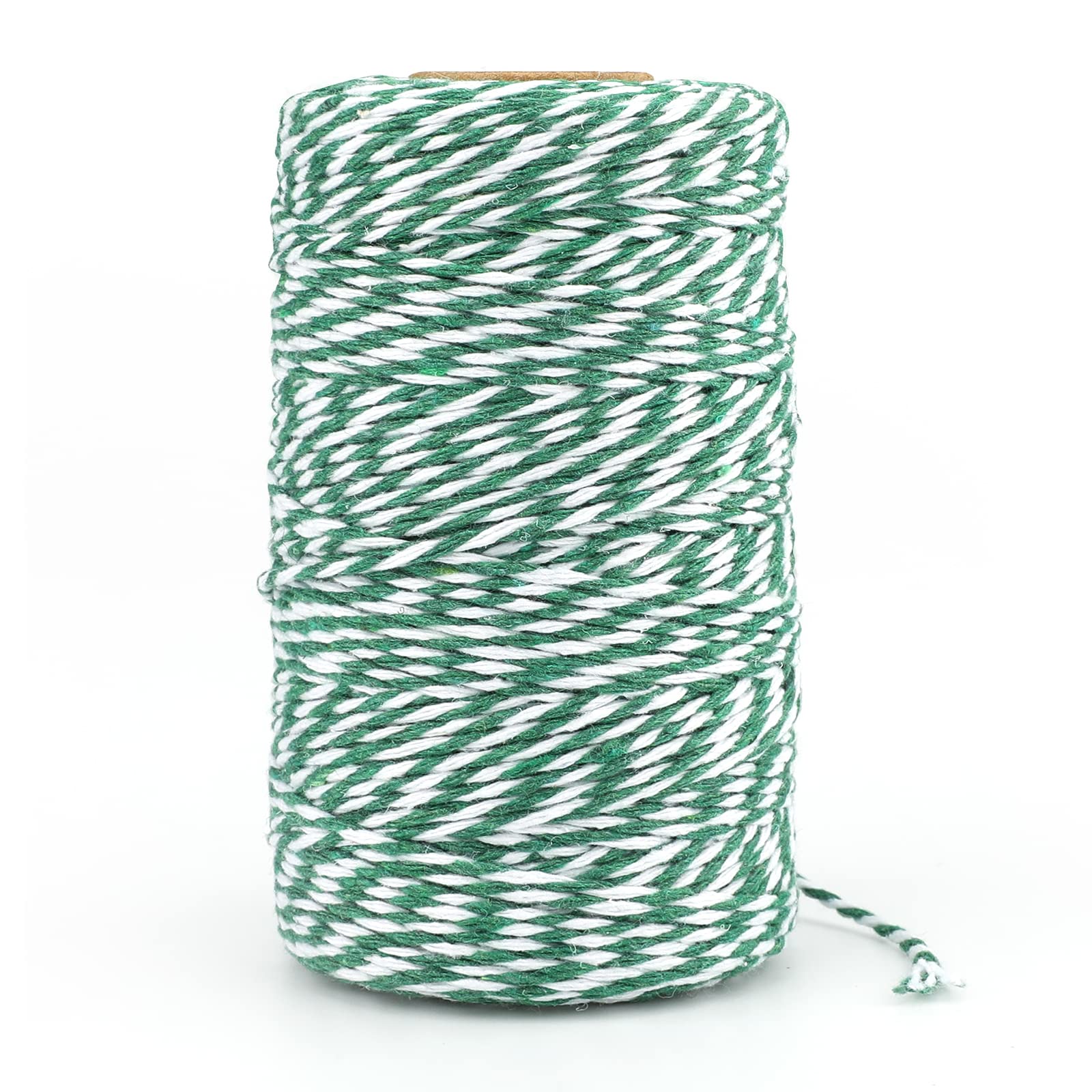 jijAcraft Green and White Cotton Twine 100 m Christmas Rope for Gift Wrapping DIY Decoration Craft — image 1