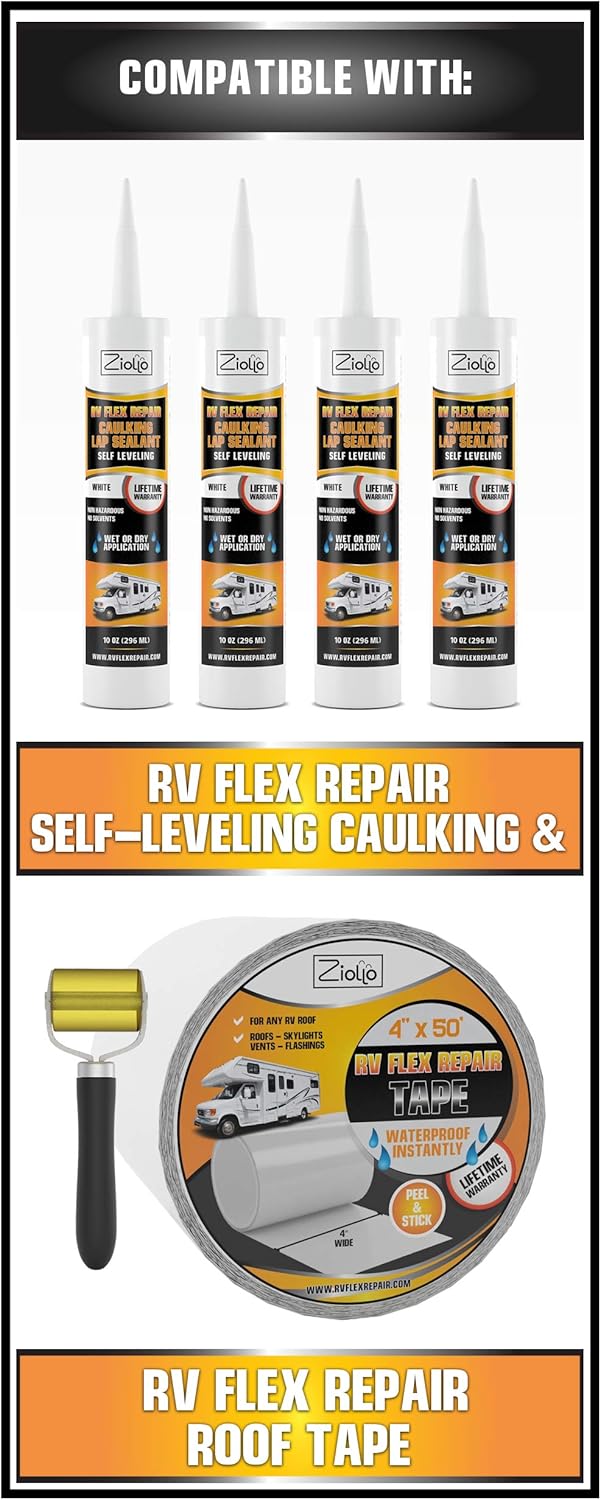 Ziollo RV Flex Repair 100% Silicone RV Roof Sealant Coating | 5 Gallon | Cool White | for EPDM Rubber, Metal, Fiberglass | Waterproof | Motorhome, Trailer, Camper (Cooling White, 5 Gallon): Automotive
