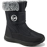 Almusen Snow Boots for Womens Winter Shoes: Warm Fur Lining Mid Calf Boots Women Anti Slip Waterproof Hook Loop Comfortable Outdoor Boot