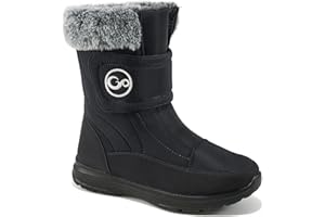 Almusen Snow Boots for Womens Winter Shoes: Warm Fur Lining Mid Calf Boots Women Anti Slip Waterproof Hook Loop Comfortable Outdoor Boot